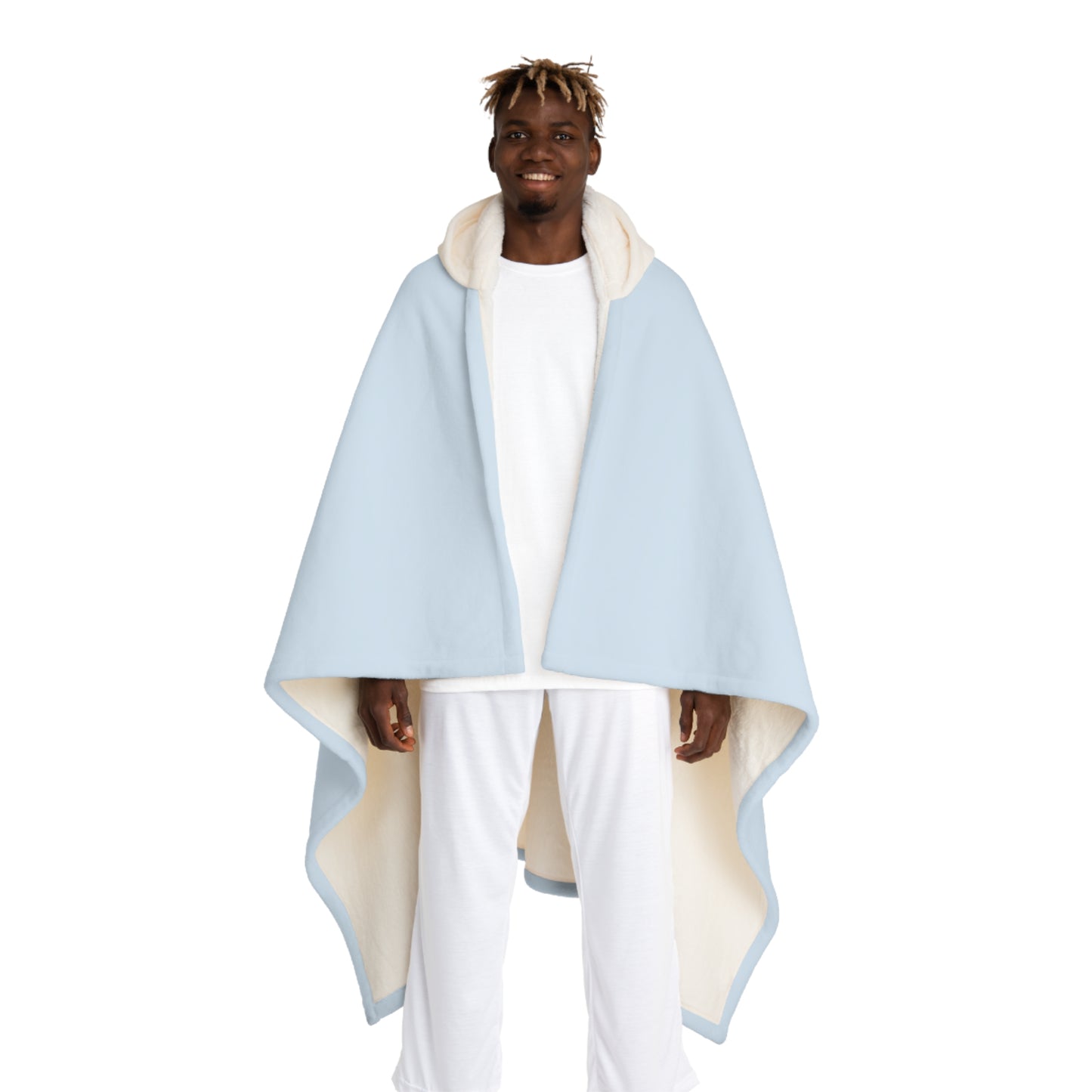 Hooded Sherpa Fleece Blanket Blue