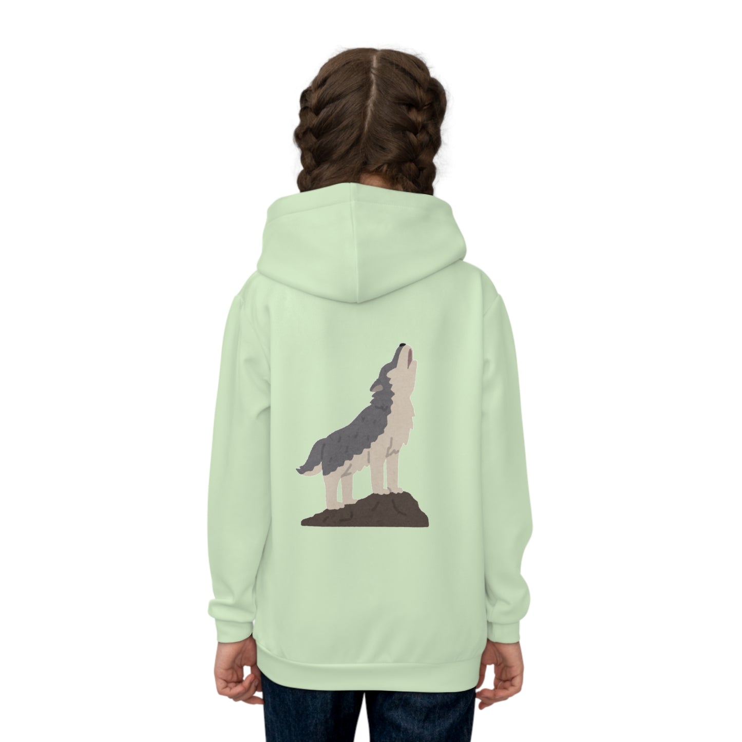 Cotton Candy Kid's Hoodie Wolf Green