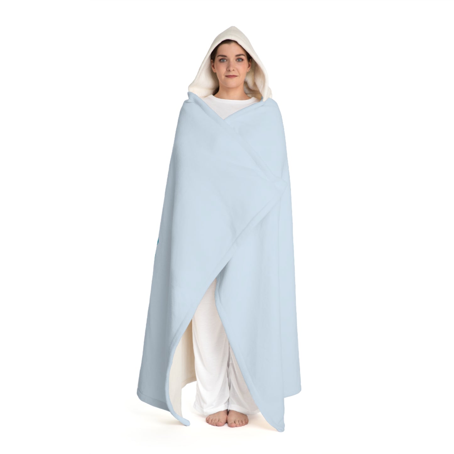 Hooded Sherpa Fleece Blanket Blue