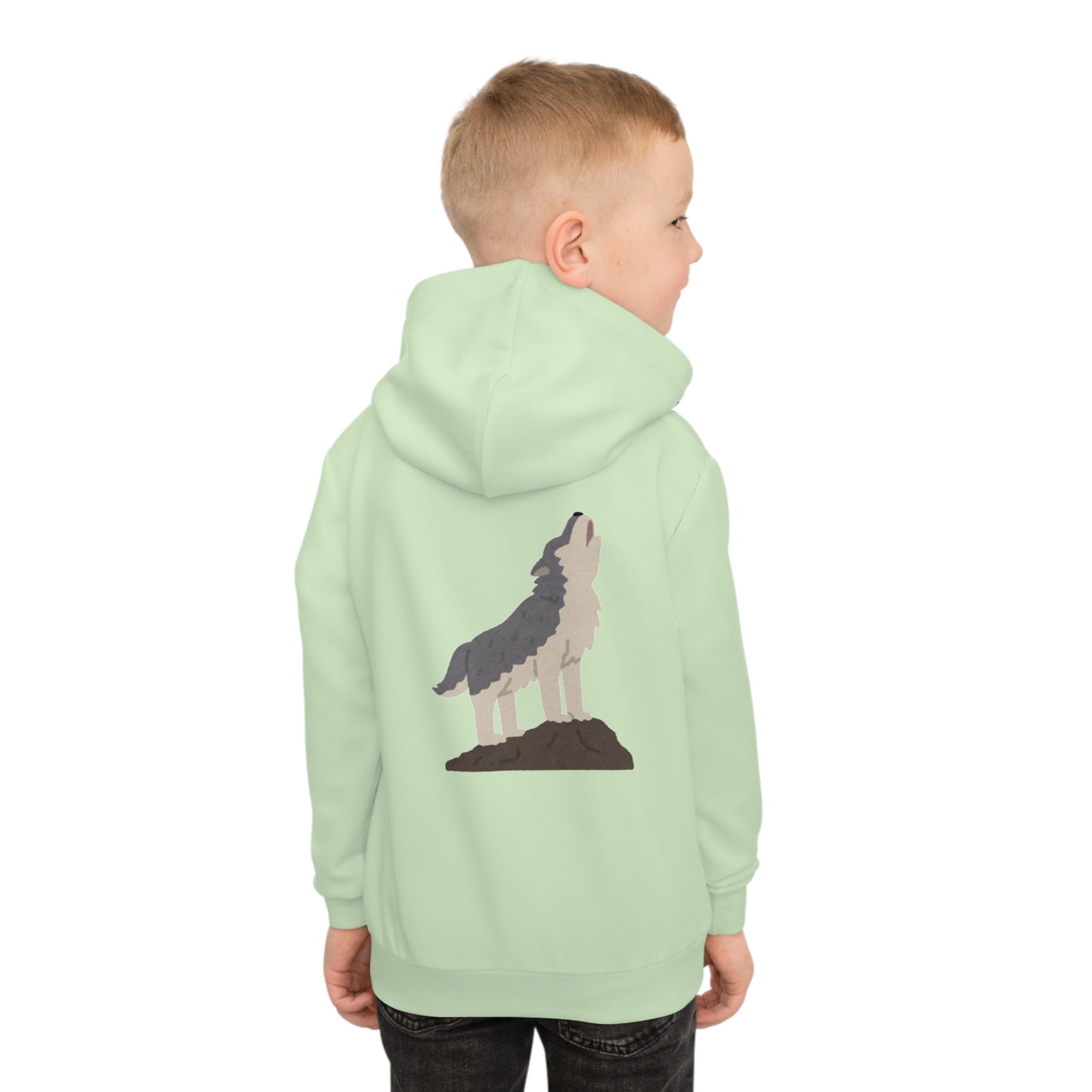 Cotton Candy Kid's Hoodie Wolf Green